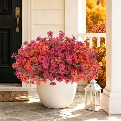 Artificial Fake Fall Flowers Mums Plants for Outdoors Outside Decoration - Image 6