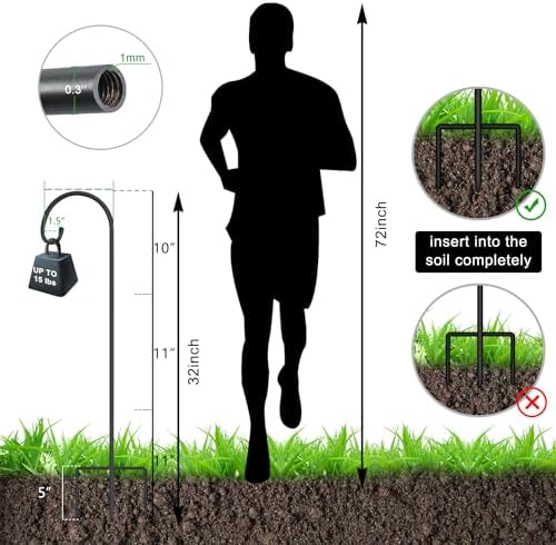 FEED GARDEN 32" Small Shepherd Hooks for Outdoor, Adjustable Decorative Garden Hooks for Solar Lanterns, Hanging Plants, Wind Chimes & Garden Decor, 4 Pack - Image 2