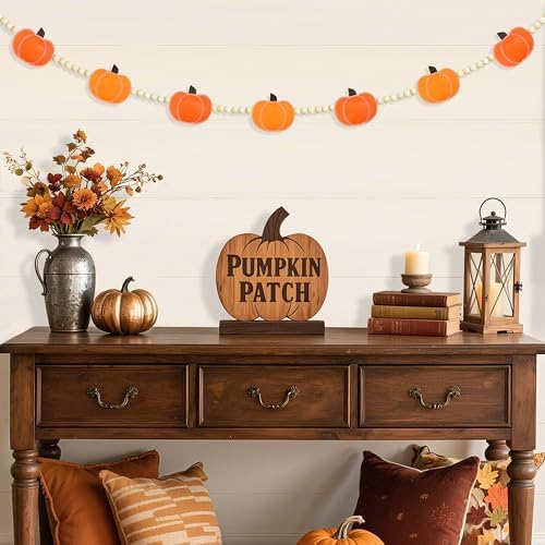CESOF Fall Decorations for Home Pumpkin Garland, Hanging Felt Pumpkins - Image 6