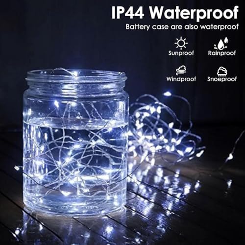 2 Pack Fairy Lights Battery Operated with Remote 66FT 200 LED Cool White - Image 3