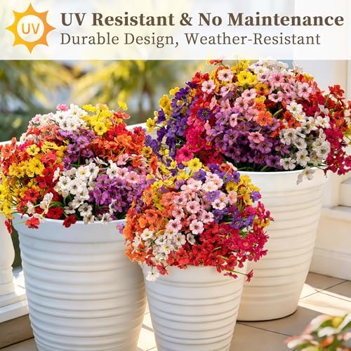 24 Bundles Artificial Flowers for Outdoors/Indoors, Fake Flowers Plants for Indoor Outside Garden Porch Window Box Home Wedding Farmhouse(8 Color) - Image 5