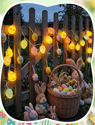 8.5Ft Easter String Lights, 10 LED Multicolored Cracked Eggs and Chicken Fairy Lights, Plug in Waterproof IP44 Spring Garland, UL Listed Outdoor Lights for Easter Home Garden Party Patio Decor - Image 5