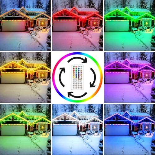 49FT 128 Functions Christmas Icicle Lights Outdoor with 504 LED 8 Modes and Timer Curtain Lights Outside for Garden Holiday Gatherings Indoor Outdoor Decorations - Image 3
