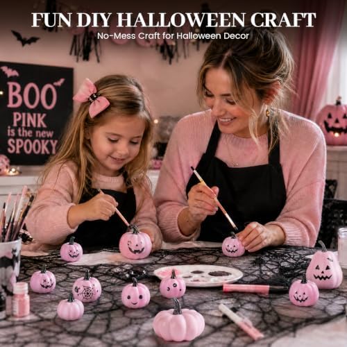 DomeStar 18 PCS Assorted Pink Foam Pumpkins for Decoration, Pink Pumpkins - Image 5