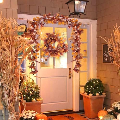 RECUTMS 2P Fall Eucalyptus Leaf Vine with Boston Fern 5.74FT Autumn Garland - Image 5