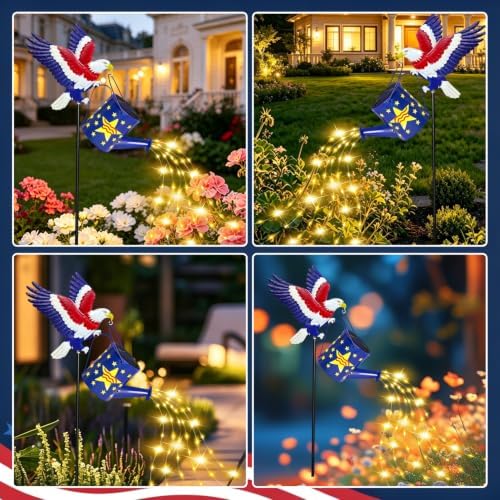 Solar Garden Lights, Eagle Watering Can for Patriotic Outdoor Decor - Image 5