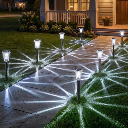 Eyrosa Solar Pathway Lights Outdoor Waterproof, 15 Pack Cool White Solar Garden Lights, Diamond-Cut Starlight Decor, Stake Lighting for Yard Path Walkway Driveway Patio Lawn Outside - Image 6