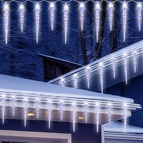 (New) Outdoor Icicle Lights, 16.2Ft 40 LED Twinkling Icicle String Lights, Connectable 40 Tubes Chrisitmas Lights, Waterproof Hanging Christmas Ornament Plug in for Wedding, New Year, Home Decor - Image 2
