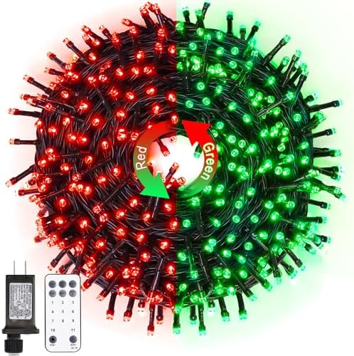 JMEXSUSS 66ft 200 LED Color Changing Christmas Lights, Red & Green by JMEXSUSS
