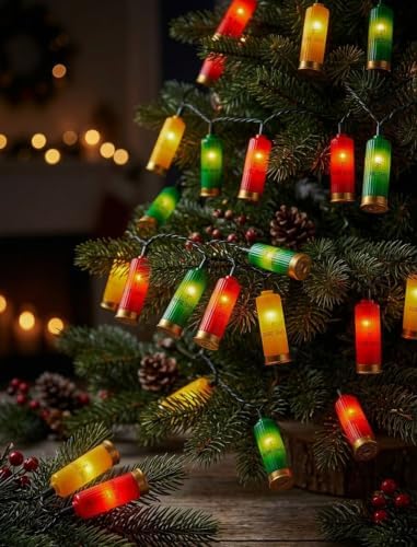 Red Green Yellow Shotgun Lights 8.5Ft, 10 LED Bullet String Lights Plug In - Image 5