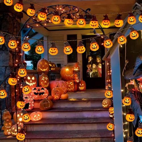 Upgraded Solar Pumpkin Lights for Halloween Decorations Outside,Spooky Pumpkin Lights String for Outdoor Halloween Yard Decoration,Porch Decor, Camper Party Door Window Tree Decor - Image 2