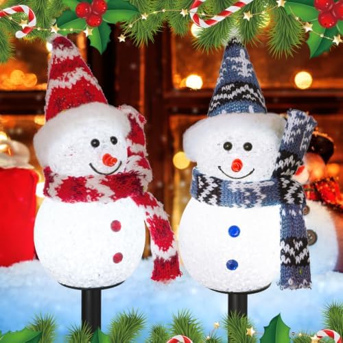 Solar Christmas Snowman Pathway Lights Outdoor Decoration, 6 Pack - Image 5
