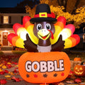 GOOSH 4FT Thanksgiving Inflatables Turkey Outdoor Decorations with Built-in LED Lights,Blow Up Turkey with Pumpkin for Lawn Yard Garden Party House Holiday Decor by GOOSH