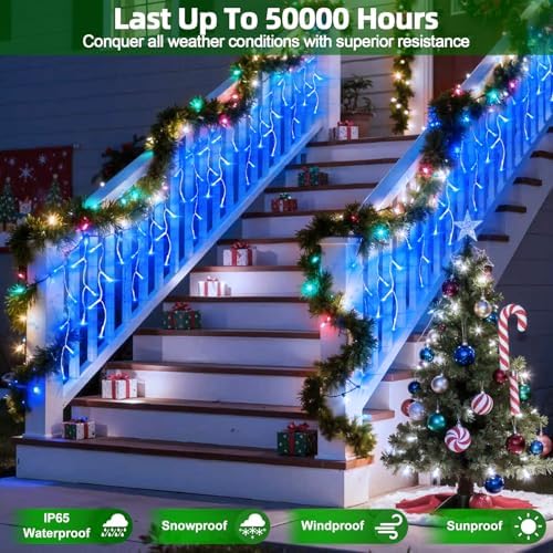 504 LED 50FT Christmas Lights, 112 Drops Icicle Lights with 12 Modes - Image 5