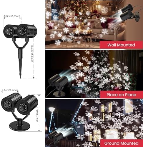 NUÜR Snowflake Christmas Projector Lights Outdoor, Double Snowflake LED - Image 3