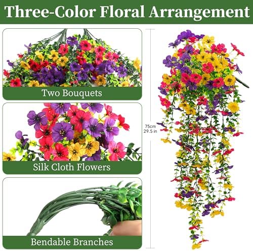 ColoPlay 2PCS Artificial Hanging Flowers for Outdoors Faux Plants - Image 2