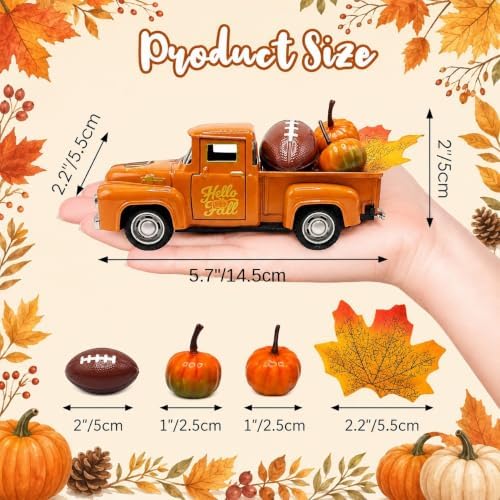 Vintage Fall Decor - Fall Decorations for Home - Fall Truck with Football, Pumpkins and Maple Leaves - Thanksgiving Decoration For Table Centerpiece, Tiered Tray, Shelf, Mantel and Harvest Indoor - Image 3