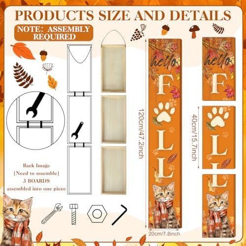 Farmhouse Fall Porch Sign 47" Wooden Outdoor Fall Porch Decoration for Home - Image 2