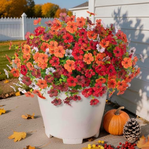 Hommyea Fall Artificial Fake Mums Flowers Plant for Outdoor Faux Home Decor by HommyeaArtificialFlowers
