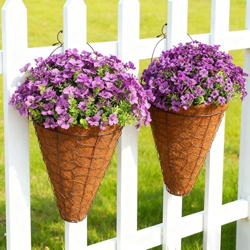 24 Bundles Artificial Flowers for Outdoor Realistic Faux Flower Spring Summer Garden Home Decoration, Hanging Daisy with Eucalyptus Leaves Fake Plants Greenery Balcony Porch Patio Front Door Decor - Image 5