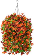 INQCMY Artificial Hanging Flowers Decoration, 4pcs Fake Floral Basket Plants for Outdoor Porch, Faux Shrubs Home Spring Decor UV Resistant Potted Violets for Outside Garden No Fade by INQCMYPlantRack