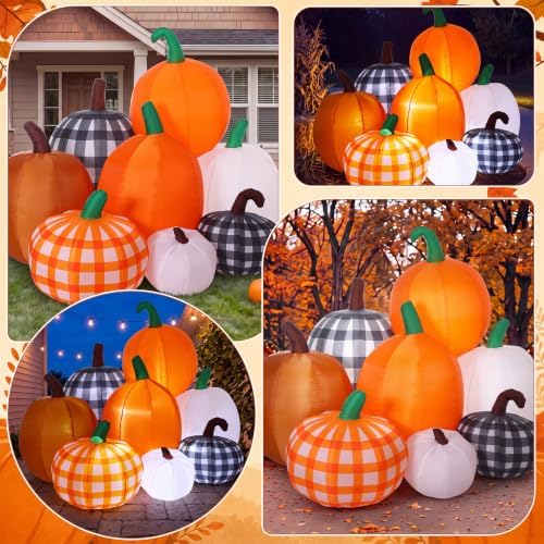 Leyndo Thanksgiving Inflatables Outdoor Decorations, 5.91 ft Multicolor Stacked Pumpkin Blow up Yard Decoration with Built in Lights and Fan for Fall Lawn Garden Porch - Image 6