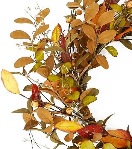 YNYLCHMX 20" Fall Wreath for Front Door, Eucalyptus, Berry and Magnolia - Image 7