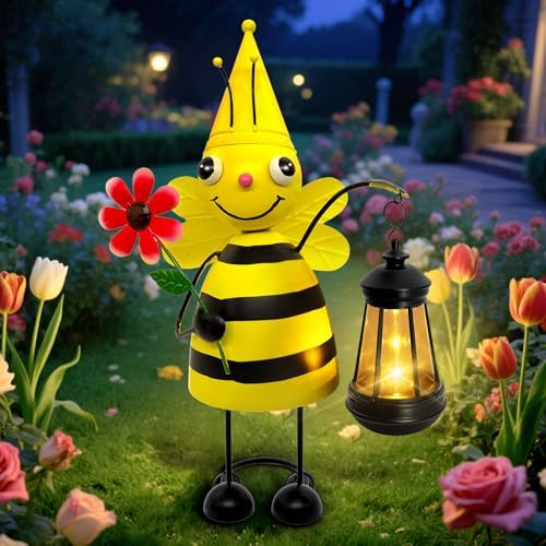 Solar Garden Lights Bee with Solar Lantern,Bee Statue Decor Waterproof by yulloyello