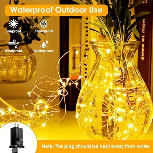 2 Pack 66FT 200 LED Fairy Lights with Remote, Plug in Twinkle Lights - Image 2