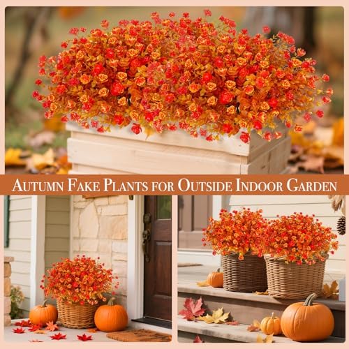 12 Bundles Artificial Fall Flowers for Outdoors Thanksgiving Decorations - Image 4