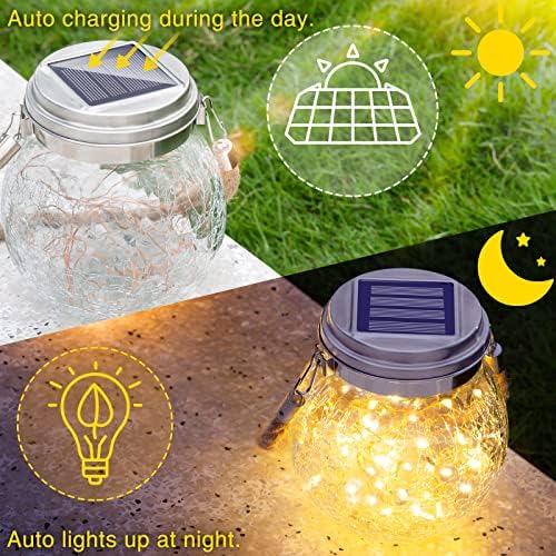 ROSHWEY 4 Pack Solar Lanterns Outdoor Waterproof, Gifts for Women 30 LED Garden Decor Hanging Solar Lights Decorative Backyard Decorative Lighting for Patio Trees Pathway Yard - Image 4