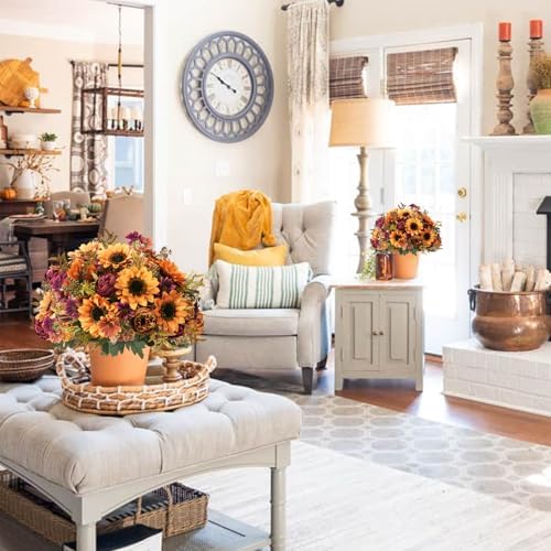 GTIDEA 4 Bundles Fall Artificial Flowers Bouquet, Fake Sunflowers Flowers - Image 6