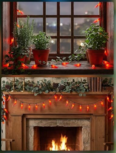 35 LED 13.6Ft Red Chili Pepper Christmas Lights, Camping String Lights - Image 5