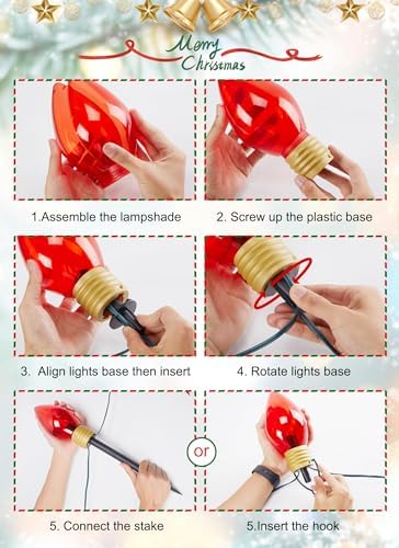 Jumbo C9 Christmas Pathway Lights Outdoor, 2 Pack Total 17 Feet 10 LED - Image 6