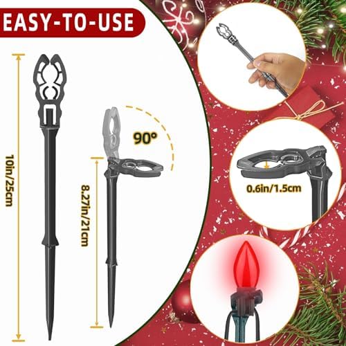 200 Pack Christmas Light Stakes 8.5"-10" for C7 and C9 String Lights,Outdoor Light Stakes,Yard Stakes,Garden,Lawn,Pathway, Patio, Path, Walkway, Christmas Decoration - Image 2