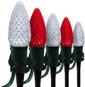 Wintergreen Lighting 50’ OptiCore LED Red and Cool White Pathway Christmas Lights, C9 Outdoor Candy Cane Walkway Lights, 5” Stakes, Green Wire by WintergreenLighting