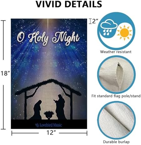 O Holy Night Jesus Nativity Garden Flag 12 x 18 Inch Double Sided, Christmas Winter Holiday Christian Yard Outdoor Flag - Image 4