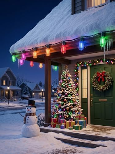 50Ft Outdoor Multicolor String Lights, LED Dimmable Christmas Multicolor Lights Outdoor Waterproof with 25 ST38 Colored LED Bulbs, 2700k Shatterproof for Backyard Gazebo Porch Garden Outside Decor - Image 6