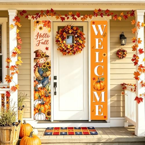Fall Welcome Banner Porch Sign Hello Fall Banner Front Door Outdoor Decor - Image 4