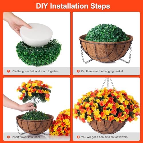 Artificial Fall Hanging Flowers with Basket for Outdoor UV Resistant - Image 3