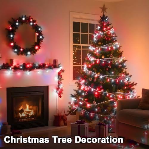 393 FT 1000 LED String Lights Outdoor Indoor, Christams String Lights Waterproof 8 Modes & Timer, Fairy Lights Plug in for Bedroom, Weeding, Patio, Party, Holiday,Christmas Decor (Red+White) - Image 7