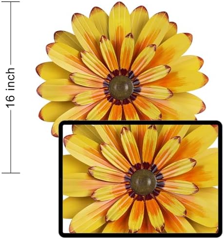 YEAHOME 16'' Metal Flower Wall Decor - Sunflower Wall Art Decorations Hanging for Bedroom, Living Room, Bathroom Boho Office - Image 4