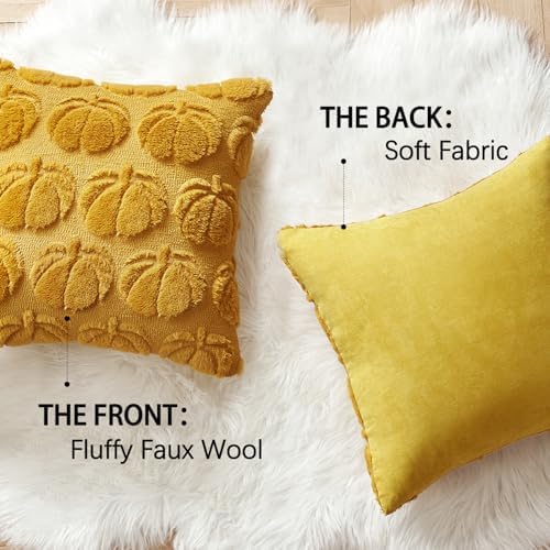 MIULEE Fall Pillow Covers Pumpkin Fall Decor 18x18 Mustard Yellow - Image 5