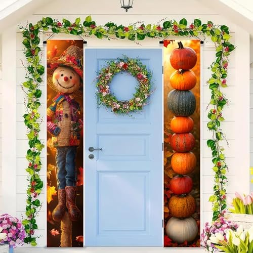 BlissYard Fall Scarecrow Porch Banner 12x71 Inch - Image 4