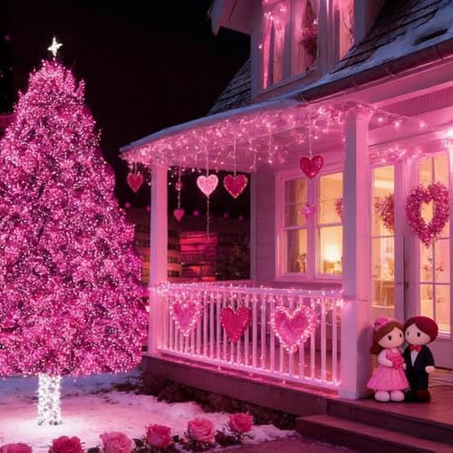 LAMPHOME Pink Christmas String Lights, 100 Count 19.6 FT Mini Valentine's Lights, Waterproof Pink Lights for Indoor Valentine's Day Garland Wedding Party Festival Xmas Tree Decoration - Image 7