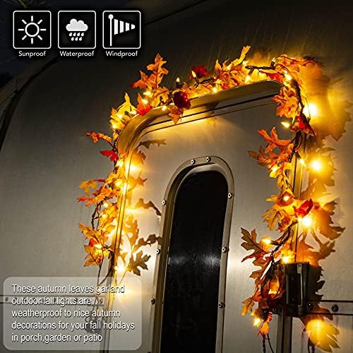 TIGOMOOV Lighted Fall Decorations for Home Maple Leaf String Lights Plug in 120V, Thanksgiving Garland with Lights, 35 Bulbs Lighted Fall Garland String Lights for Fireplace Mantle Decor - Image 2