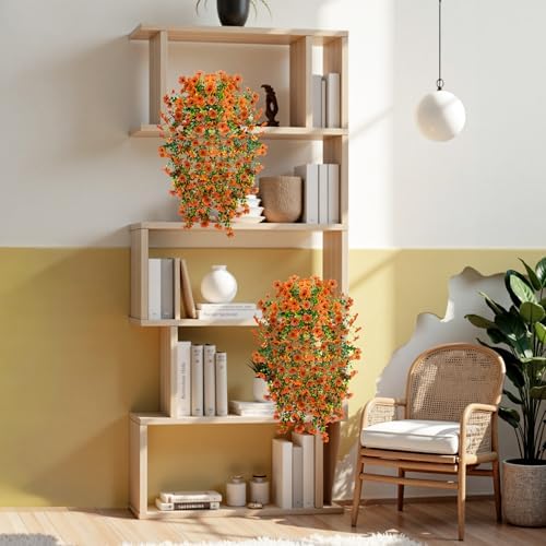 Artificial Fall Mums Fake Hanging Flowers for Outdoors 2PCS (Orange) - Image 7