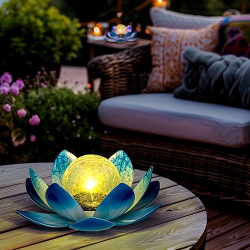GIGALUMI Solar Light Outdoor Garden Decor, Lotus Flower Light Waterproof by GIGALUMI