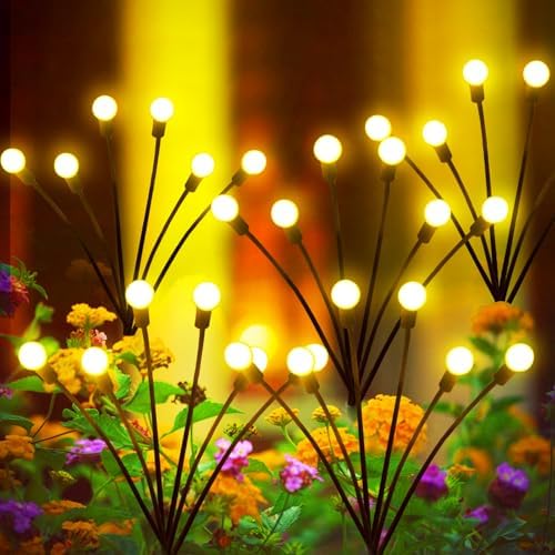 Solar Garden Lights Outdoor, 4Pack Firefly Garden Lights, Outdoor Decorations for Yard Patio Pathway, Gift for Mom by AAOVEFOX