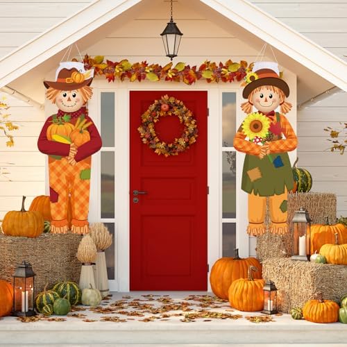 Blosssound 2 Pcs Fall Scarecrow Windsock LED Lights, Outdoor Yard Decor - Image 5